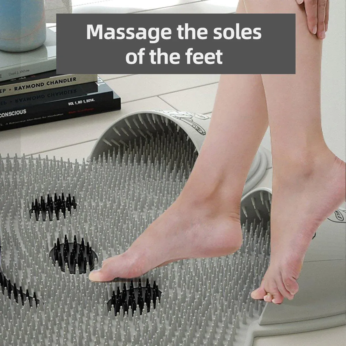 Silicone Foot Scrubber Rabbit Tub Mat Suction Cup Exfoliating Brush Cleaning Mat - Grey โ image 5