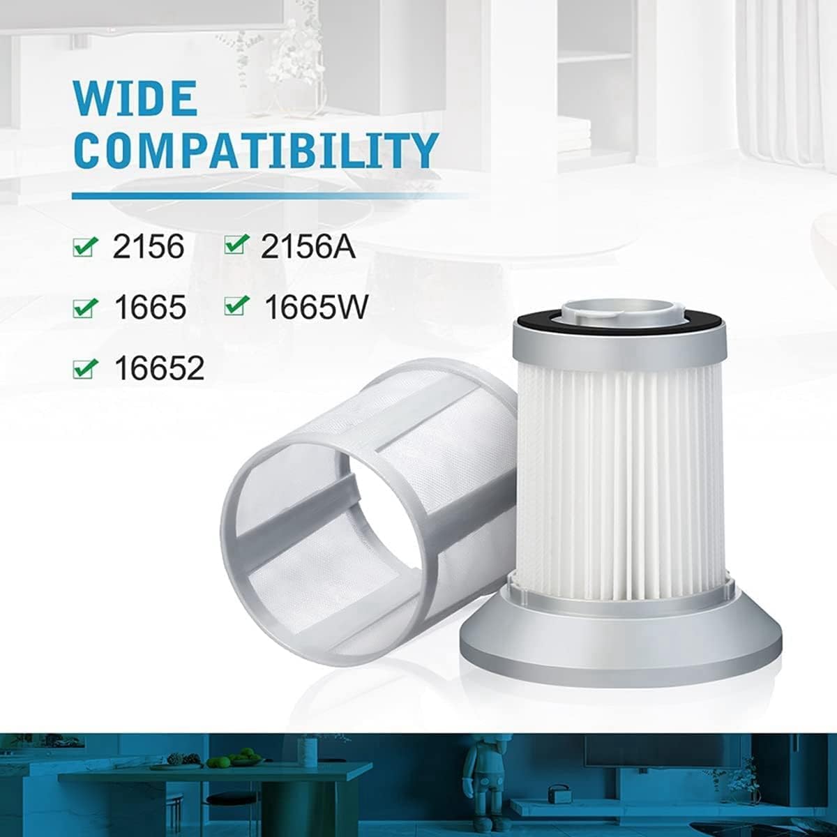Replacement Filters Compatible With Bissell 2156A, 1665, 16652, 1665W Zing Vacuum-Cleaner, Replace 1613056, 2-Pack — image 4