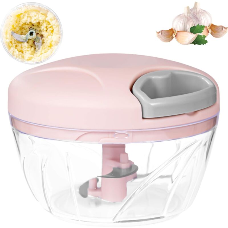 Manual Onion Chopper, 3-Blade Garlic Press, For Onion Salad, Pesto, Parsley, Sausage/Nut Cutting Machine, Vanilla, Baby