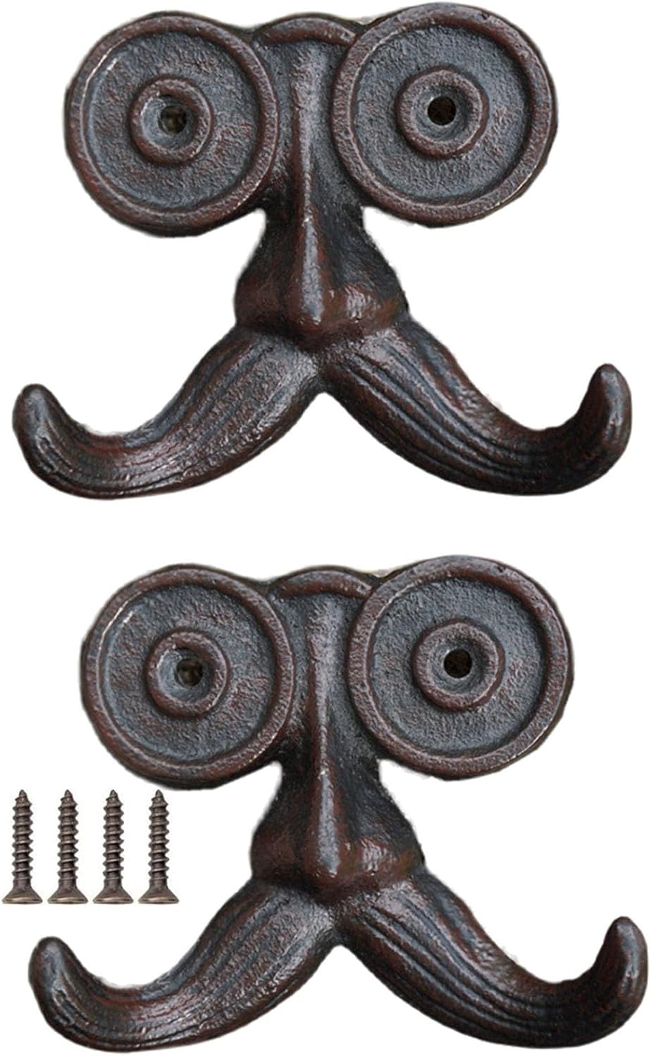 2 Pack Wall Hooks Cast Iron Mustache Hook Vintage Coat Hook Wall Mounted Coat Hooks Country House Double Hook Suitable for Garden Kitchen Utensils(Vintage