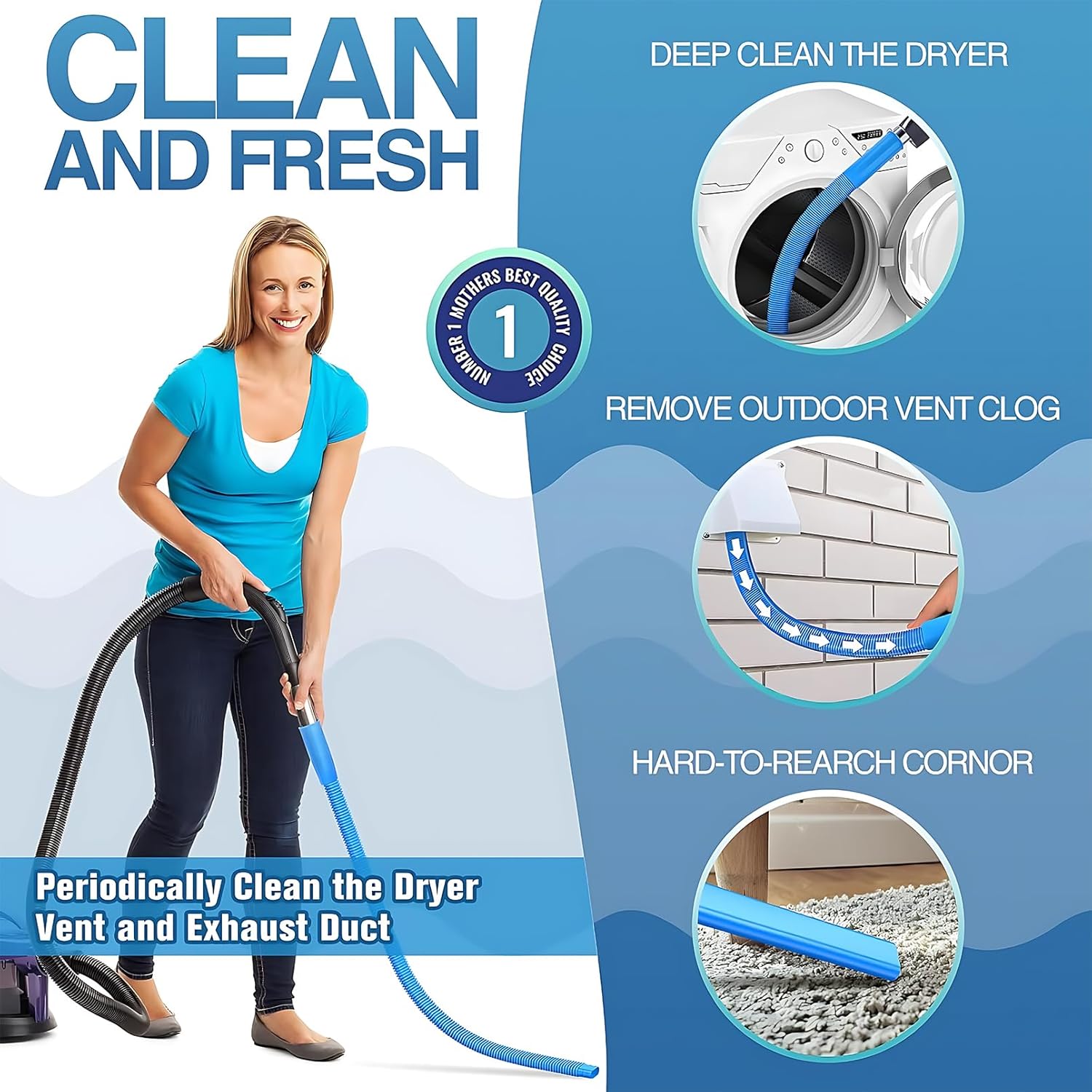 Upgraded Dryer Vent Cleaner: Universal Vacuum Hose Attachment Fits All Vacuums Cleaner, Deep Cleaning Tools for Clogged Ducts & Lint Removal — image 2