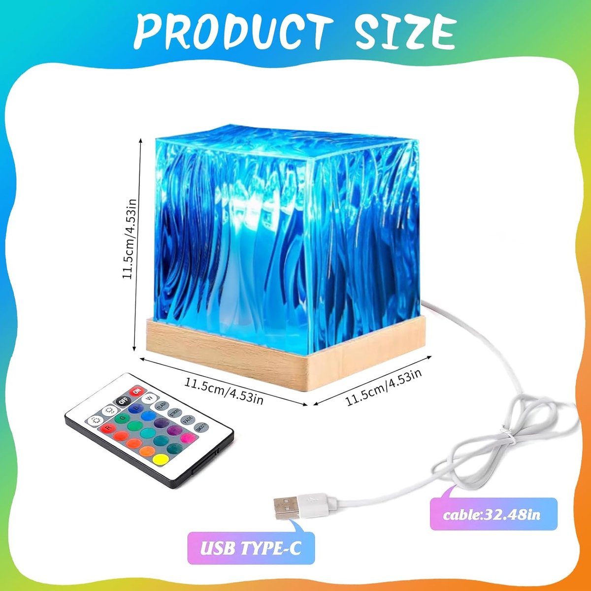 Table lamp - Night light - Northern Lights projector - Northern Lights lamp - Crystal table lamp - LED crystal table lamp - Wave table lamp - Color changing — image 3