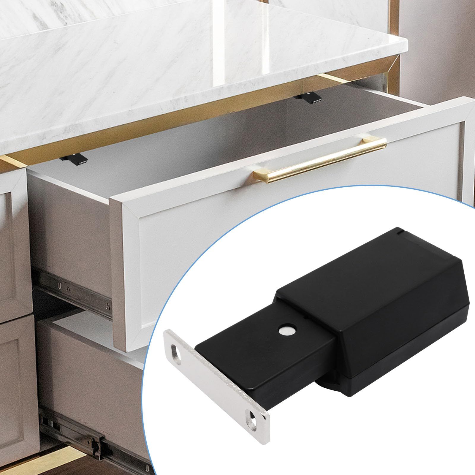 2 Pcs Push to Open Cabinet Latch, Heavy Duty Magnetic Touch Latches Hidden Door Latch, Black Push to Open Cabinet (Black) โ image 5