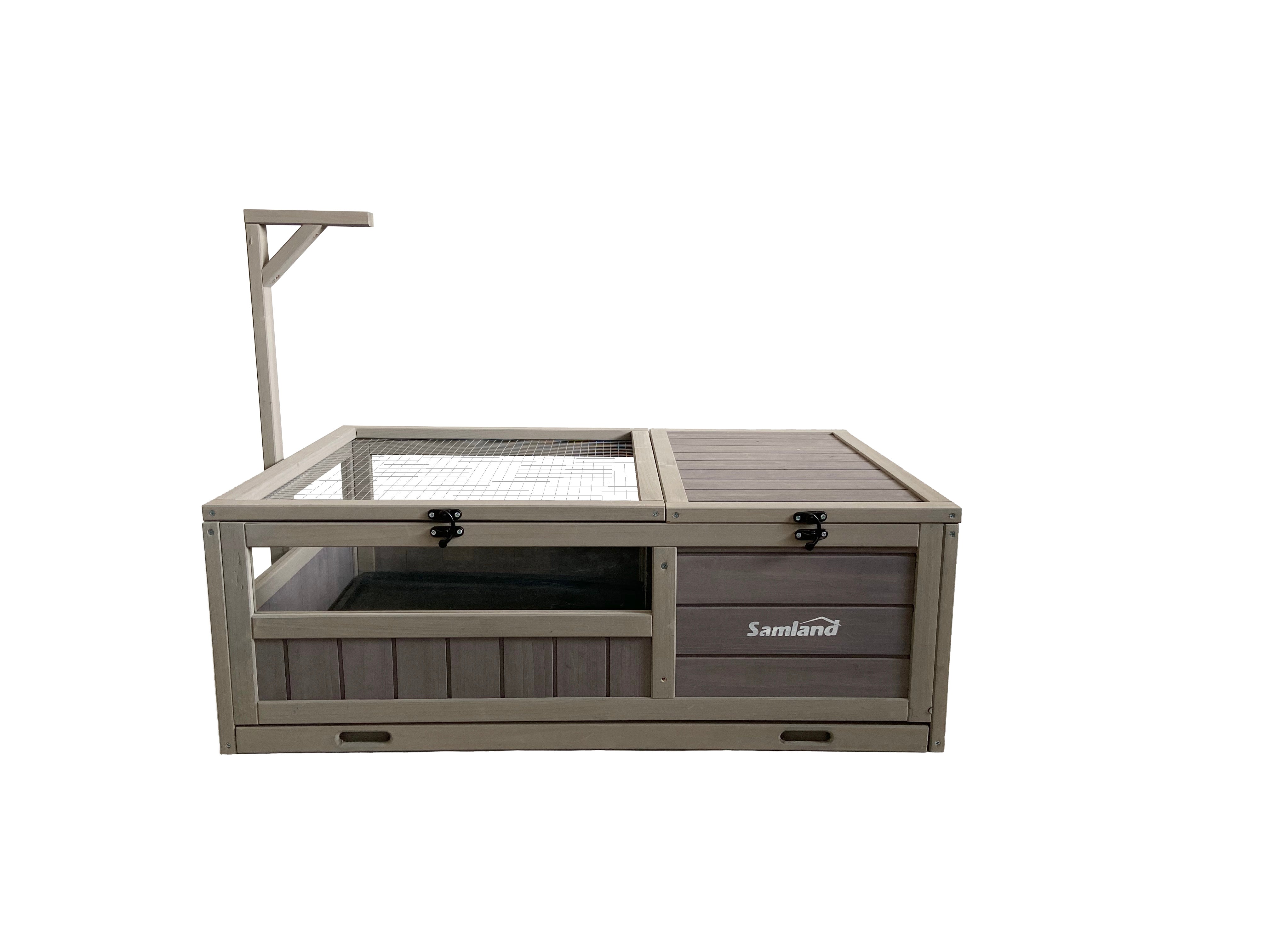 Samland Wooden Tortoise House Cage, Indoor Enclosure House Reptile Habitat Cage Box
