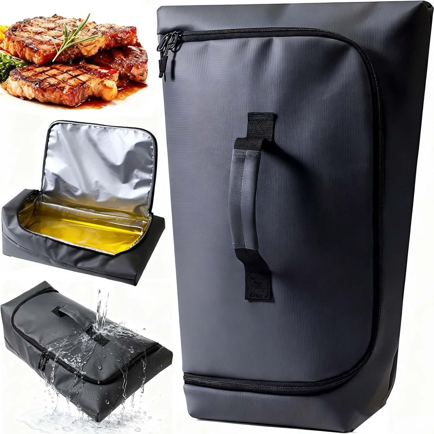 BBQ Blanket for Resting Meat, Leak-Proof Insulated Meat Resting Bag, 270° Top Opening for Large Briskets, Turkey, Washable Smoker Accessories Gifts for Men or