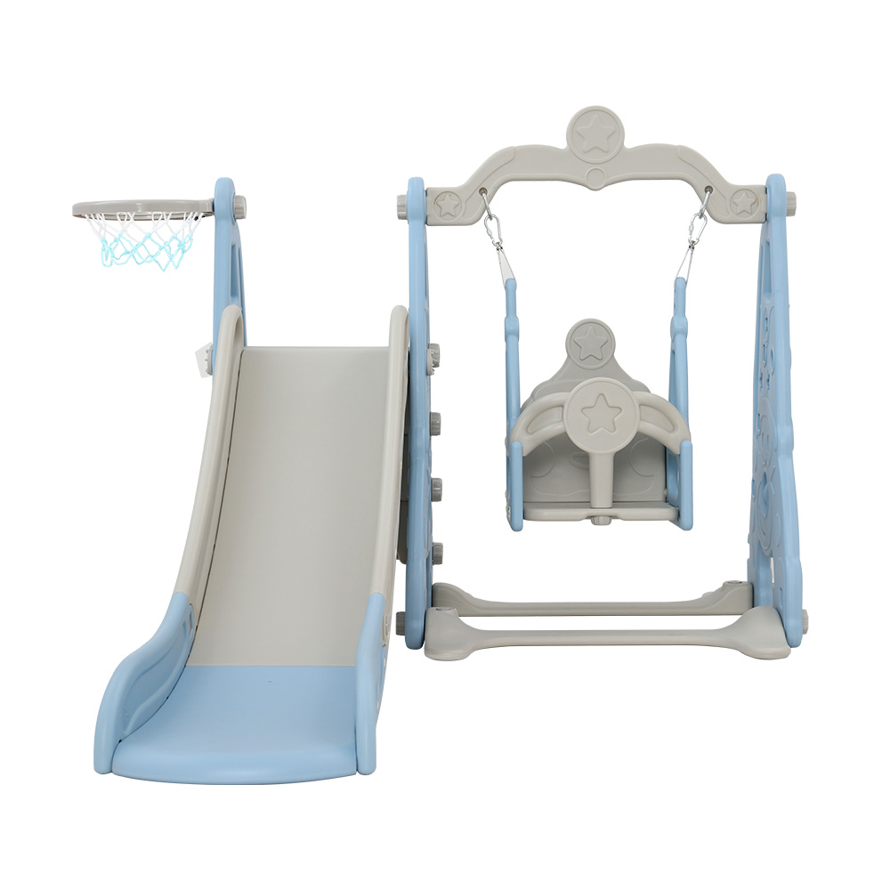 Keezi Kids Slide Swing Set Basketball Hoop Outdoor Playground Toys 170cm Blue — image 3