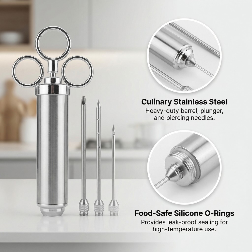 ASMOKE Stainless Steel Meat Injector Syringe Kit โ image 3