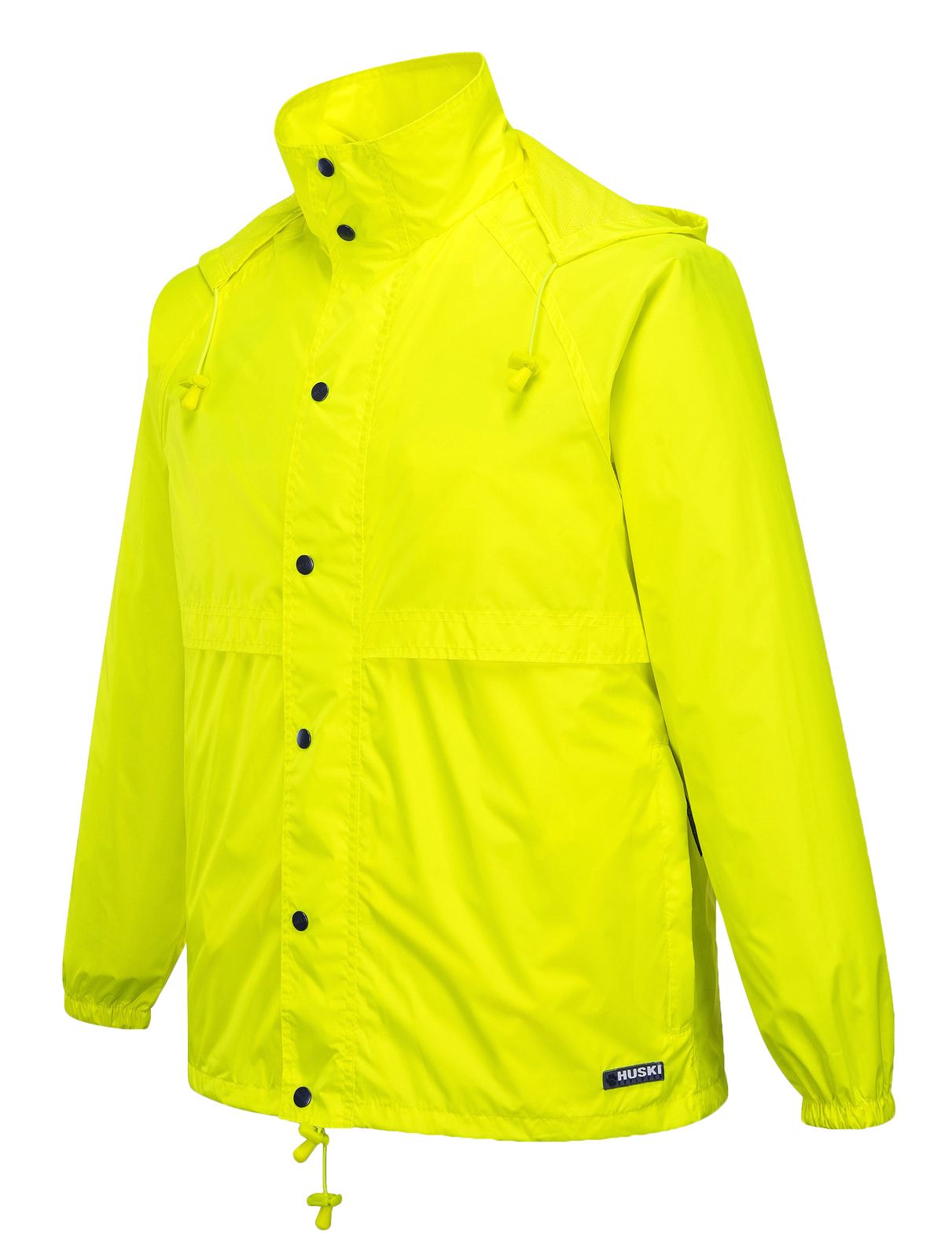 HUSKI STRATUS RAIN JACKET Waterproof Workwear Concealed Hood Windproof Packable - Yellow Fluro โ image 4