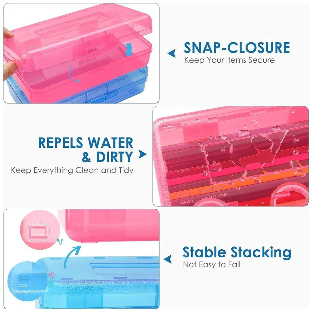 Large Capacity Transparent Plastic Pencil Case Multifunctional Student Art Box - Red — image 5