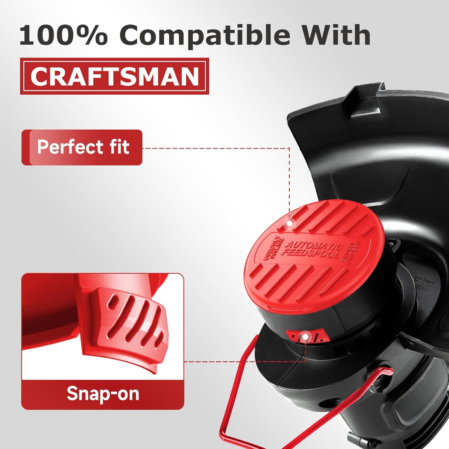 CMZST120SC String Trimmer Spool Cap for Craftsman Weed Eater CMCST900, CMEST913, CMESTE920, CMZST98020, CMESTA900, CMCST915, (4 Cap, 4 Spring) — image 4