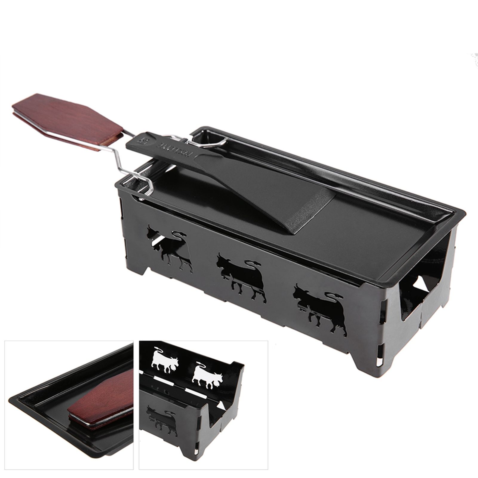 Portable NOn Stick Cheese Raclette Rotaster Baking Tray Stove with Wodd Handle Grilling Tool โ image 6