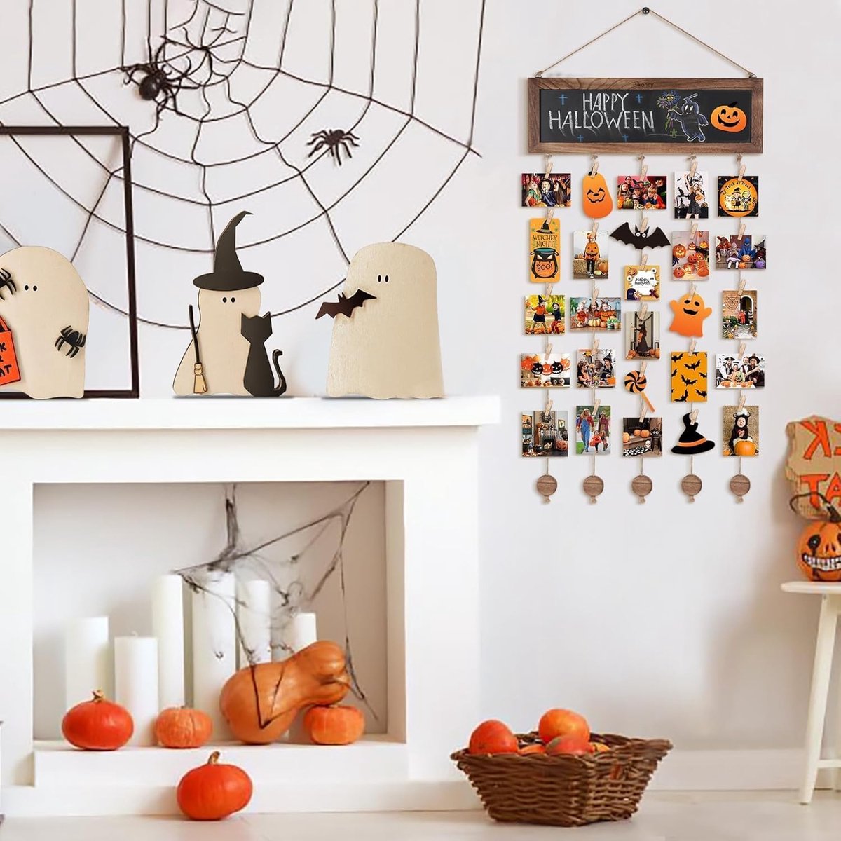 Photo album - Wall-mounted photo holder - Photo frame with display board and 30 photo clips - Wooden photo frame - Photo hanger with wall clip - Photo hanger — image 3