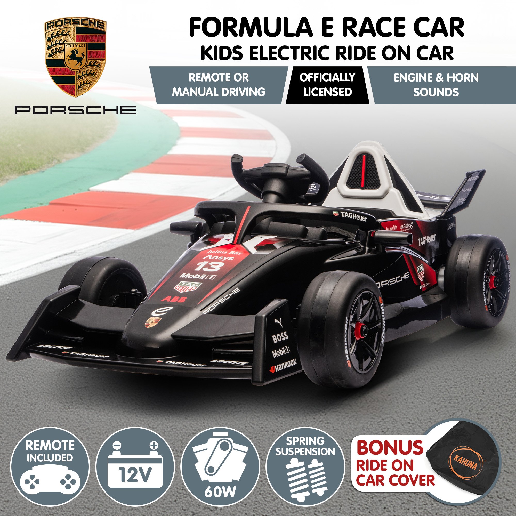 Kahuna Porsche Formula E Kids Electric Ride-on Car With Remote Control โ image 2