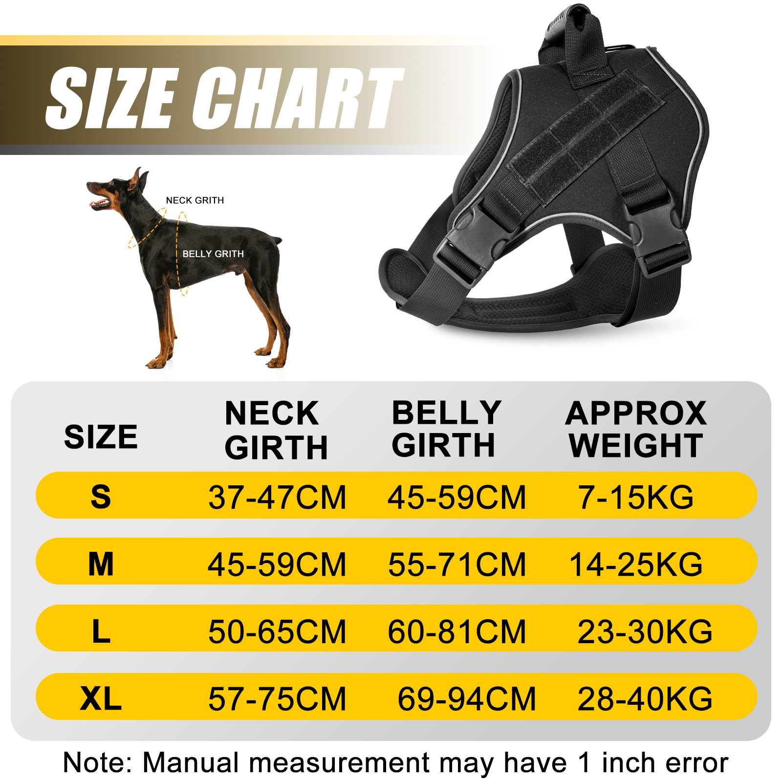 XL Black Professional Tactical No-Pull Dog Harness | Reflective Breathable Mesh Vest | Heavy Duty Training Gear with Control Handle — image 2