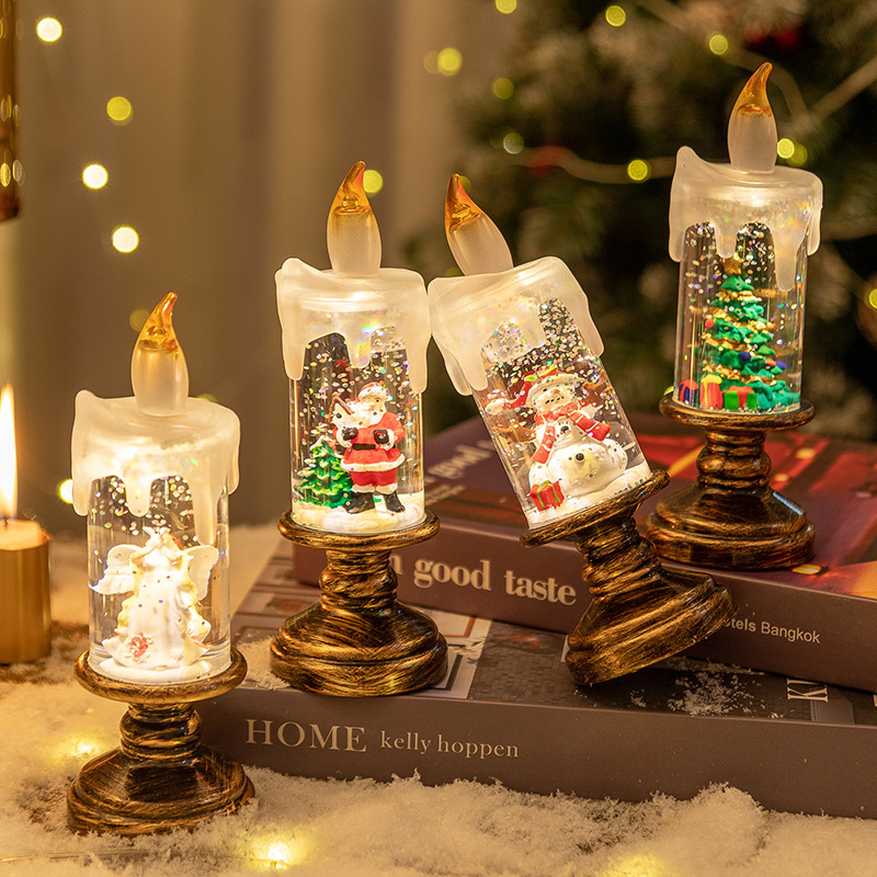 Battery Operated LED Snow Globe Candle with Rotating Glitter Water, Flameless Christmas Table Light for Holiday Home Decor, Angel โ image 5