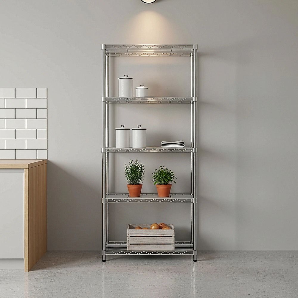5 Tier Silver Metal Storage Rack Shelving Wire Shelf — image 7