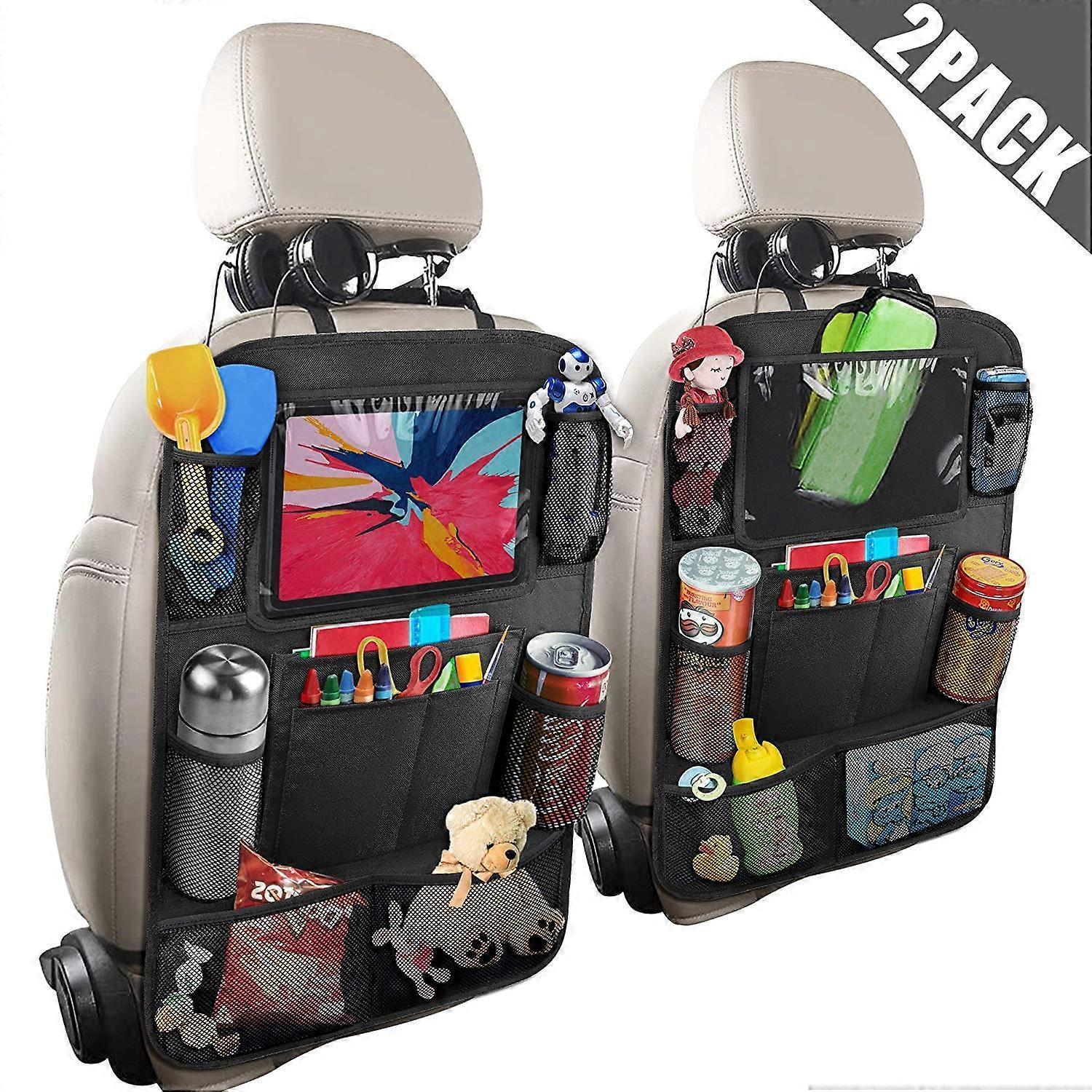 Car Back Organizer with Touch Screen Tablet Holder + 9 Storage Pockets Kick Mats Back Protectors Great Travel Accessories โ image 3
