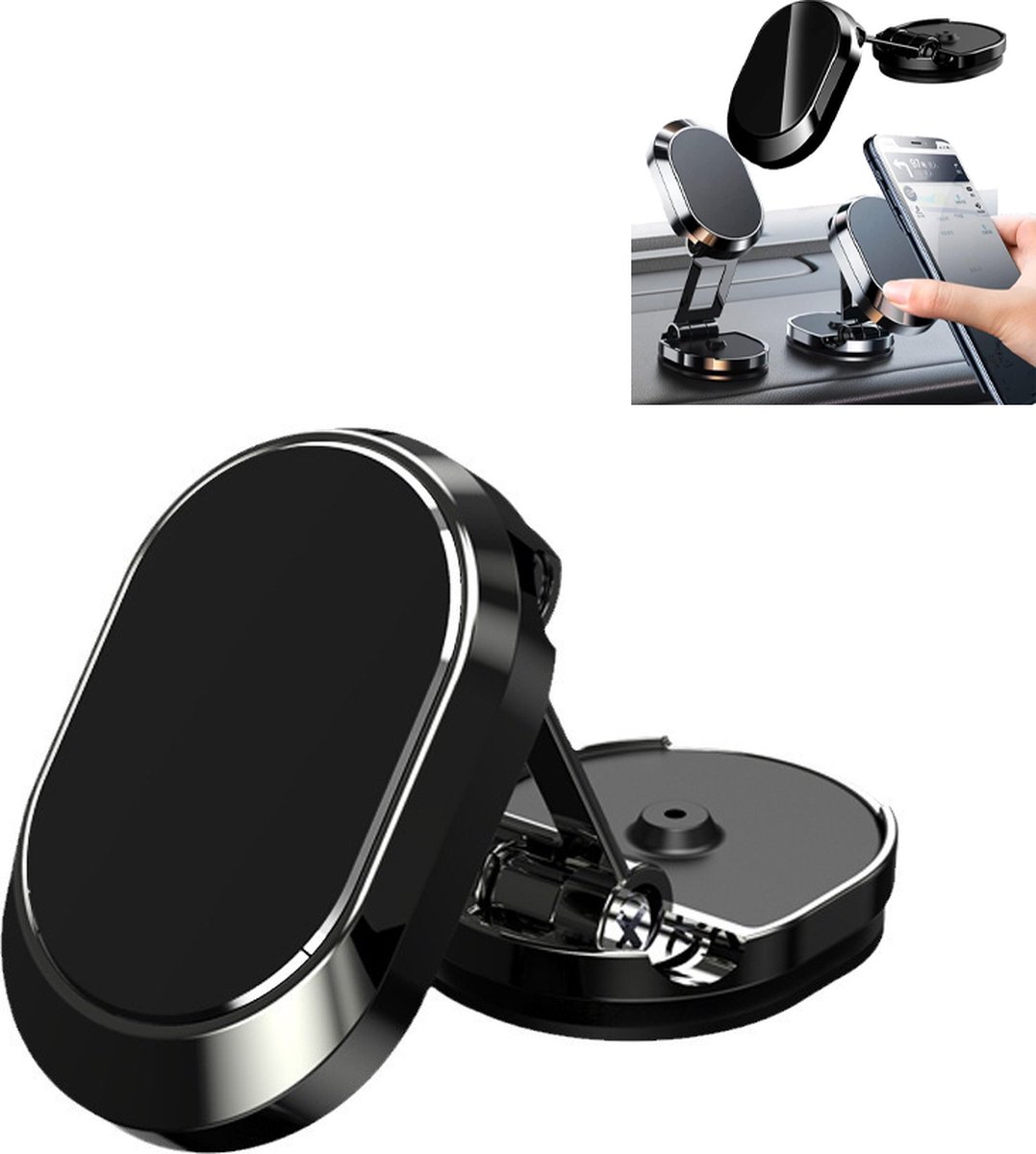 Magnetic Car Phone Holder - Foldable Multi-Angle Rotation - 360 Degree Rotatable Magnetic Phone Holder - For Mobile Phones / Smartphones In The Car - Universal