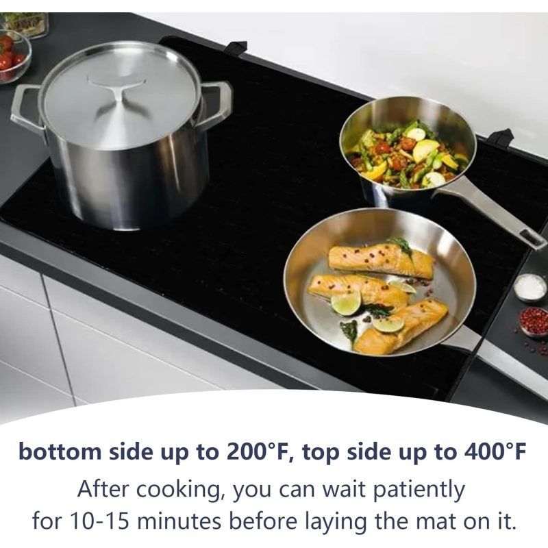black Stove Top Covers for Electric Stove, Ceramic or Glass Cooktop Protector Mat, Thick Natural Rubber 42*28 cm โ image 4