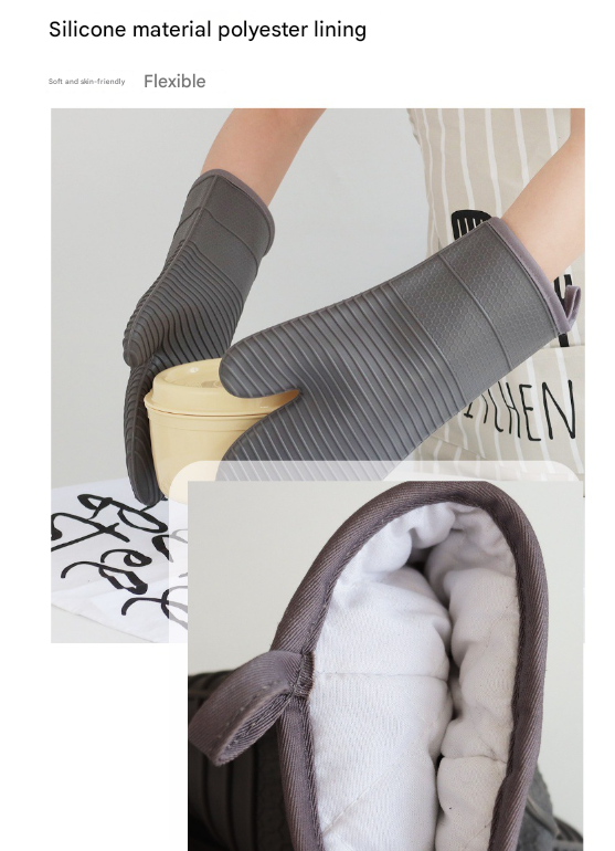 Blue Premium Heat Resistant Silicone Oven Mitts (Pair) - Non-Slip Grip, Cotton Lined for Kitchen Baking, Grilling & BBQ โ image 4