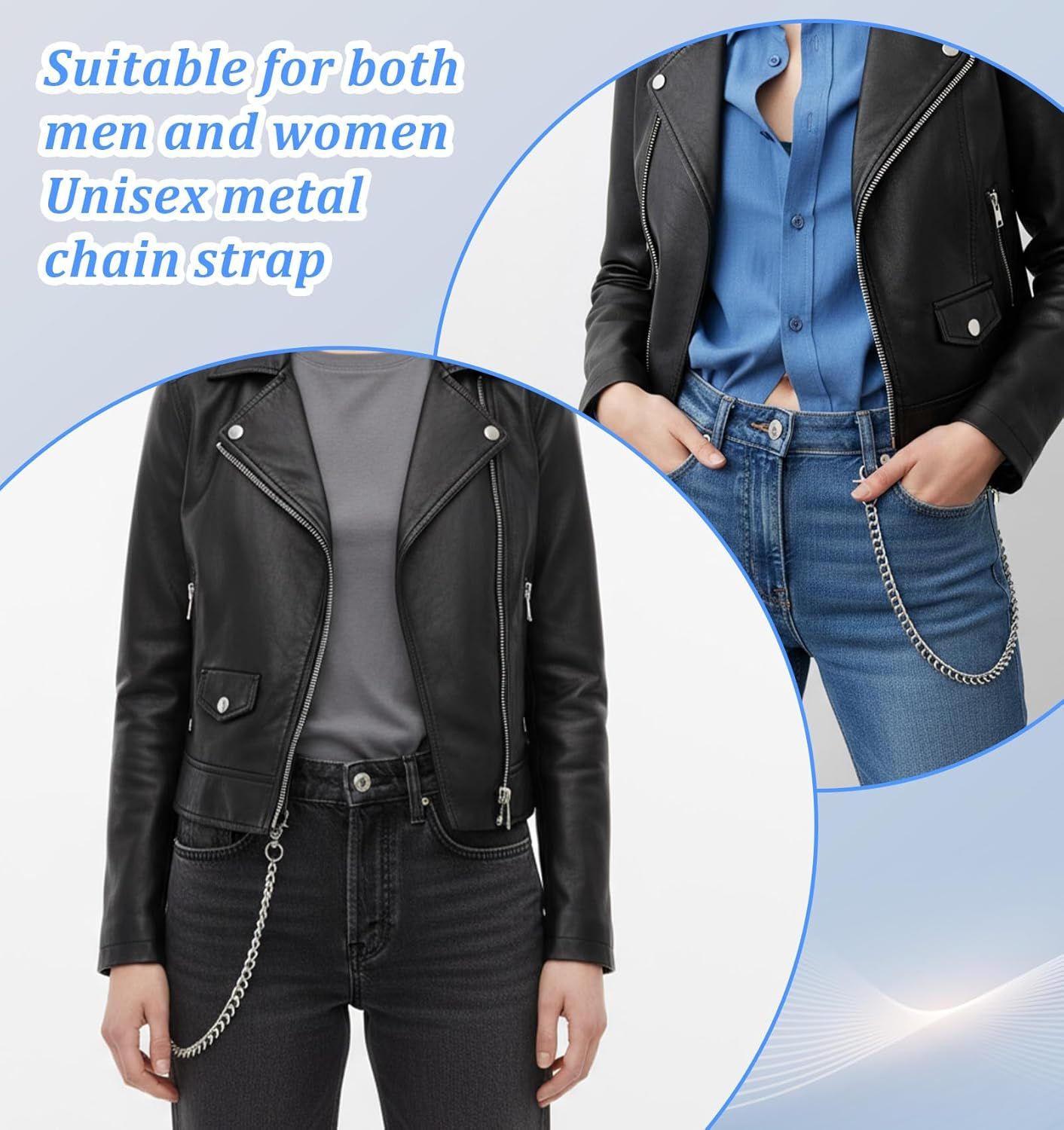 Pants Chain, Silver Durable Pants Chain Belt Wallet Chains for Men & Women Heavy Duty Metal Biker Clothing Jeans Chains Perfect for Jeans, Hip-Hop Punk Style — image 6
