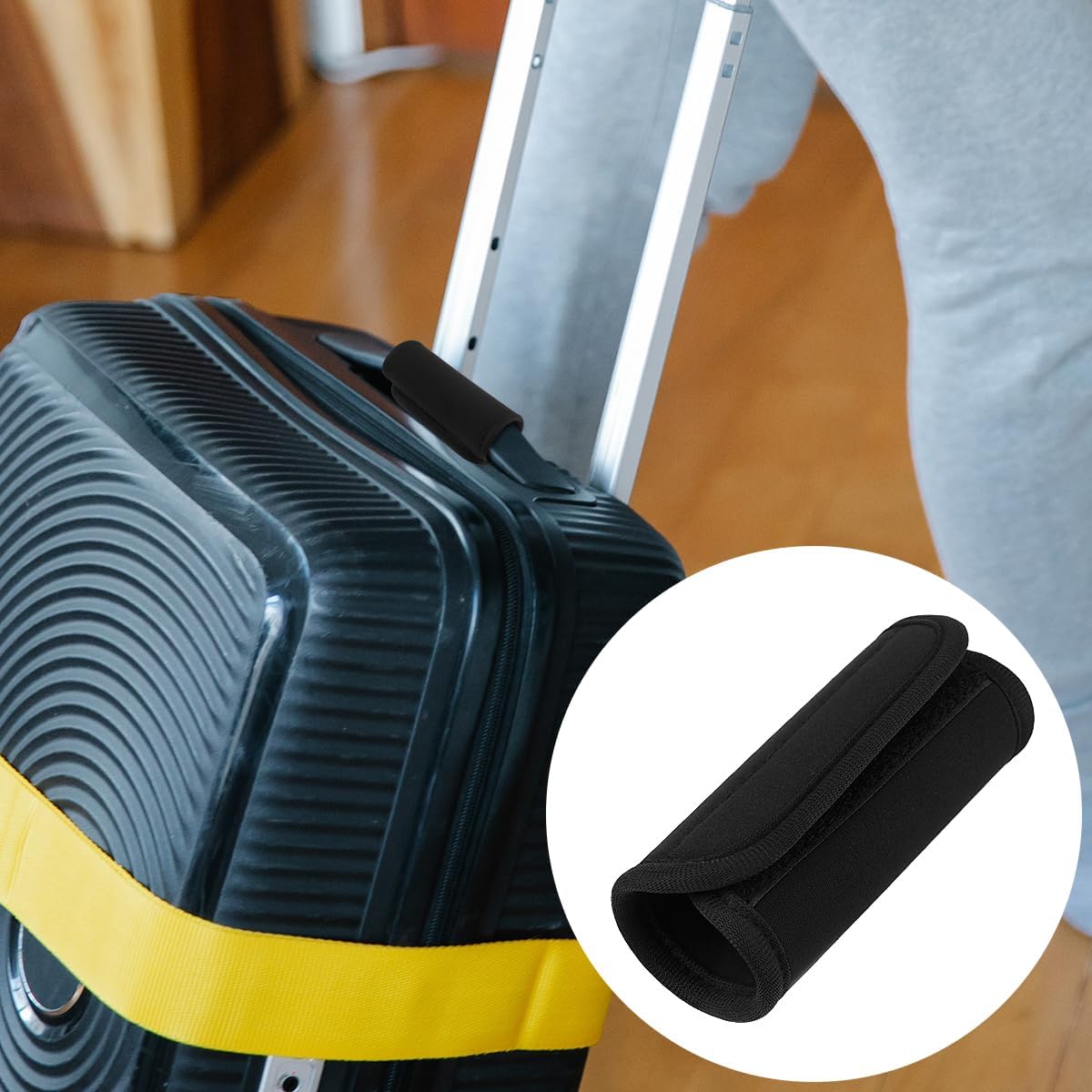 4 Pcs Neoprene Luggage Handle Wrap for Suitcase Luggage Tags Identifiers Bulk Luggage Handle Wrap Luggage Tag Wraps Travel Accessories (Black) โ image 2