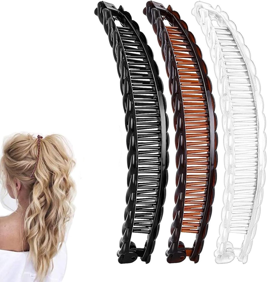 Banana Clip - Premium Hair Clips - 3 Pieces - Hair Clip - Women's Hair Clips - Large - Hairpin - Versatile - Not Easy to Break - Fashion & Simple - Nude Hair