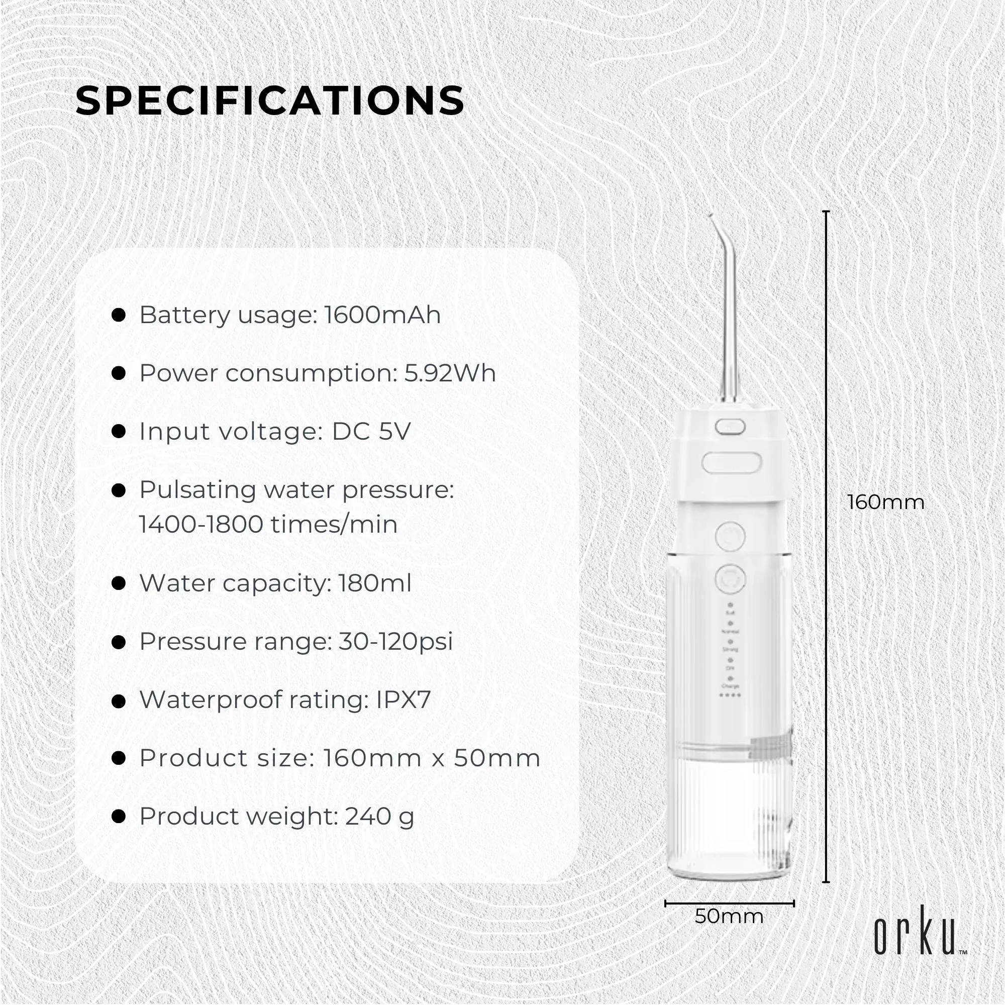 Orku Mini Water Flosser Rechargeable Portable Travel Oral Irrigator White โ image 5