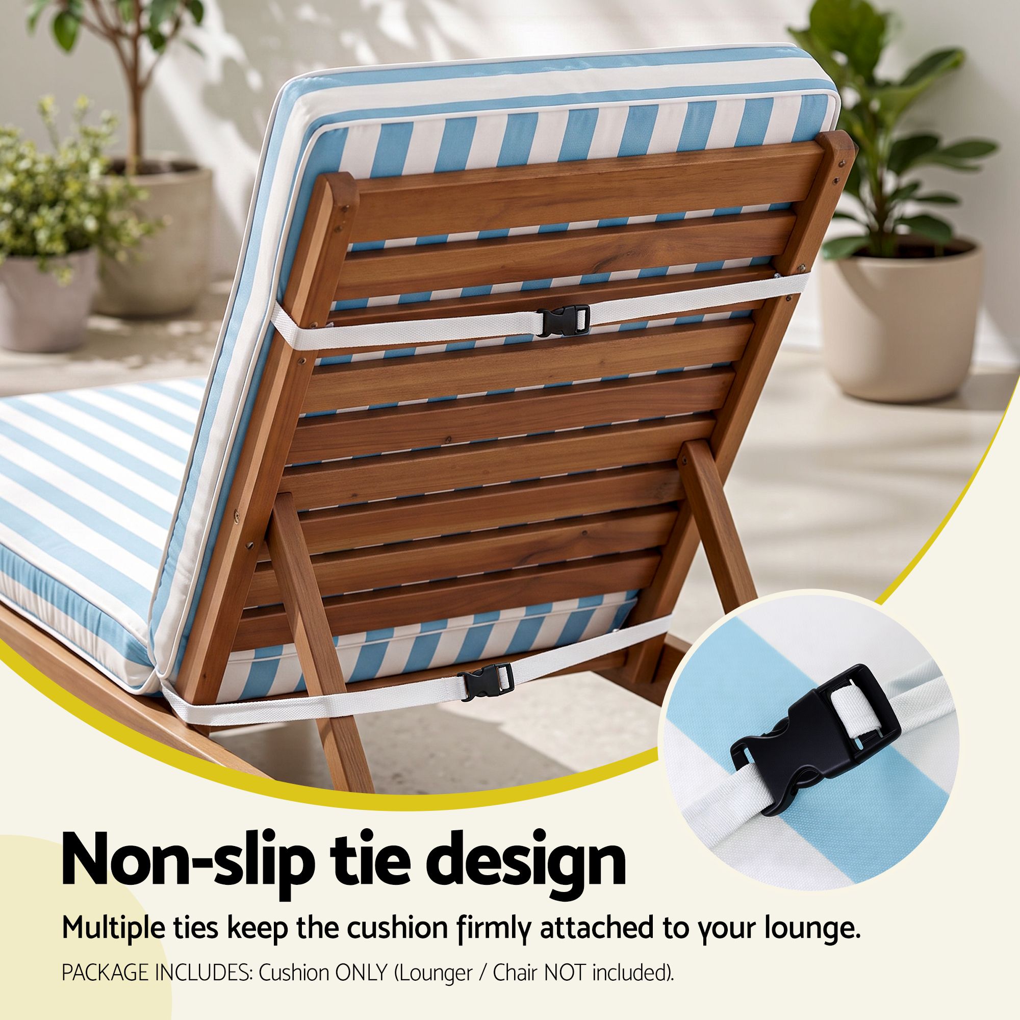 Gardeon Outdoor Chaise Lounge Cushion Lounge Chair Pad Sunbed Mattress Blue — image 6