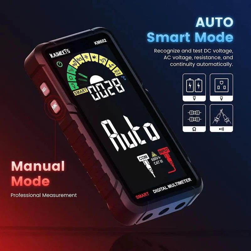 KAIWEETS Smart Multimeter Rechargeable Electrical Tester with Auto Ranging Digital Voltmeter Measures Voltage Current Resistance Continuity Capacitance — image 5