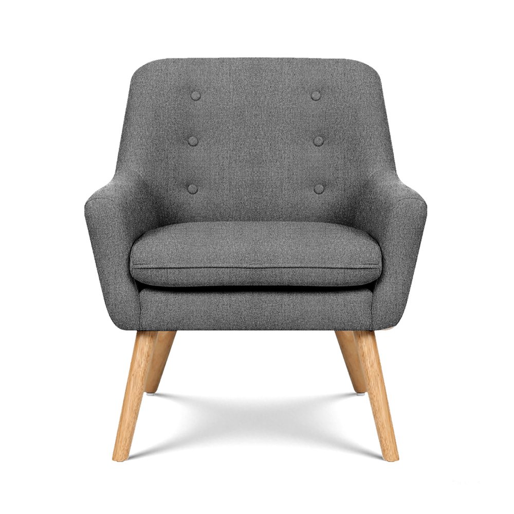 Artiss 2X Armchair Lounge Chair Accent Tub Chair Grey ANNE — image 3