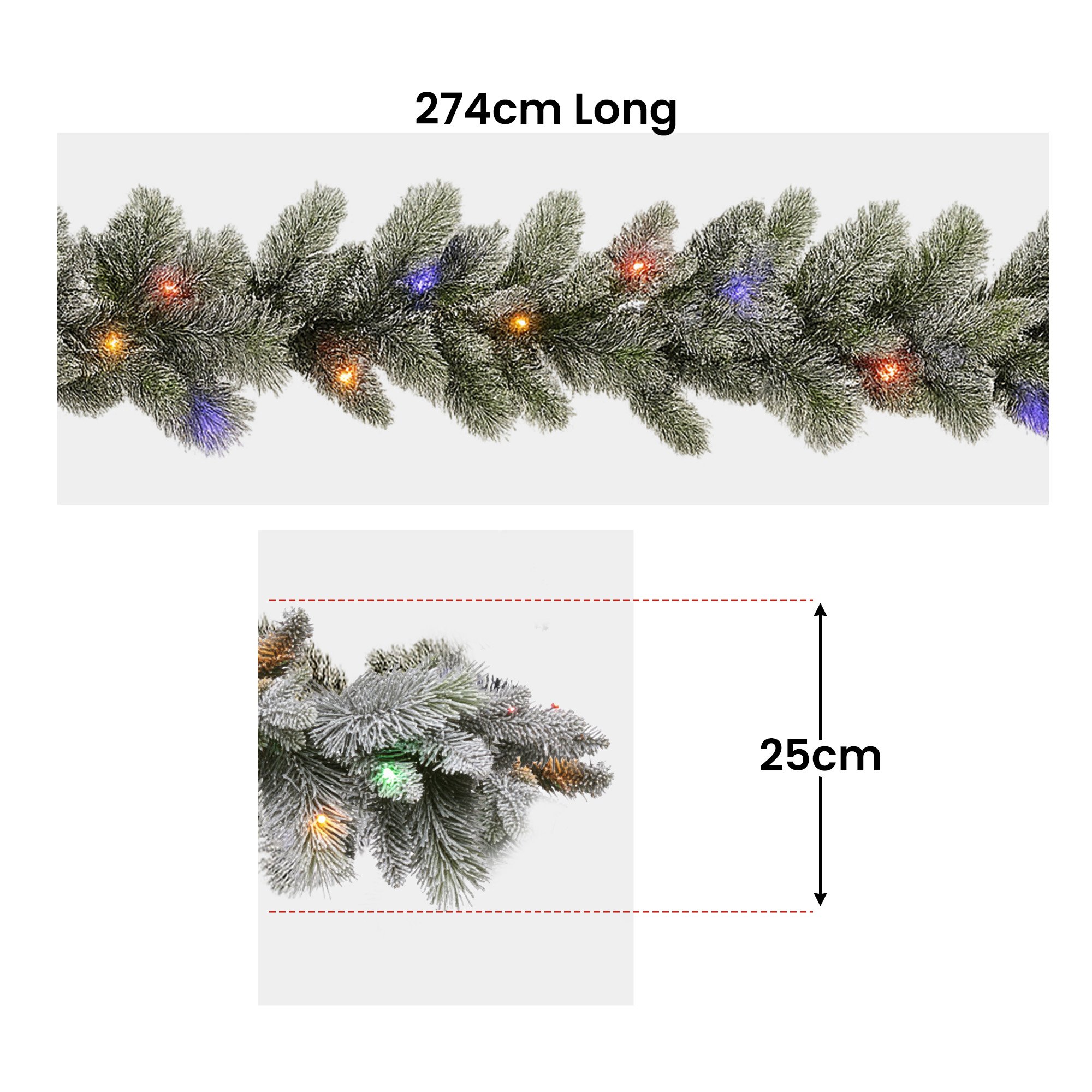 Christabelle 2.7m Christmas Garland Snowy with LED Lights Stamford Spruce Tree Decoration Ornament โ image 2