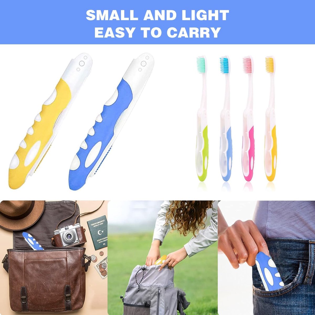 4-pack toothbrushes - Travel toothbrushes - Foldable travel toothbrushes - Portable soft toothbrushes - Easy to carry — image 5