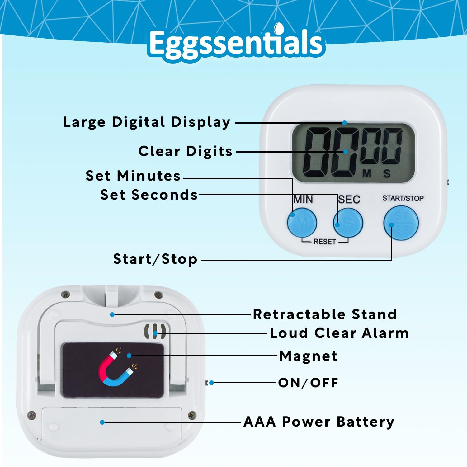 Kitchen Timers for Cooking and Baking with Big Digital Numbers and Loud Alarm Used in Cooking, Classroom, and Office โ image 4