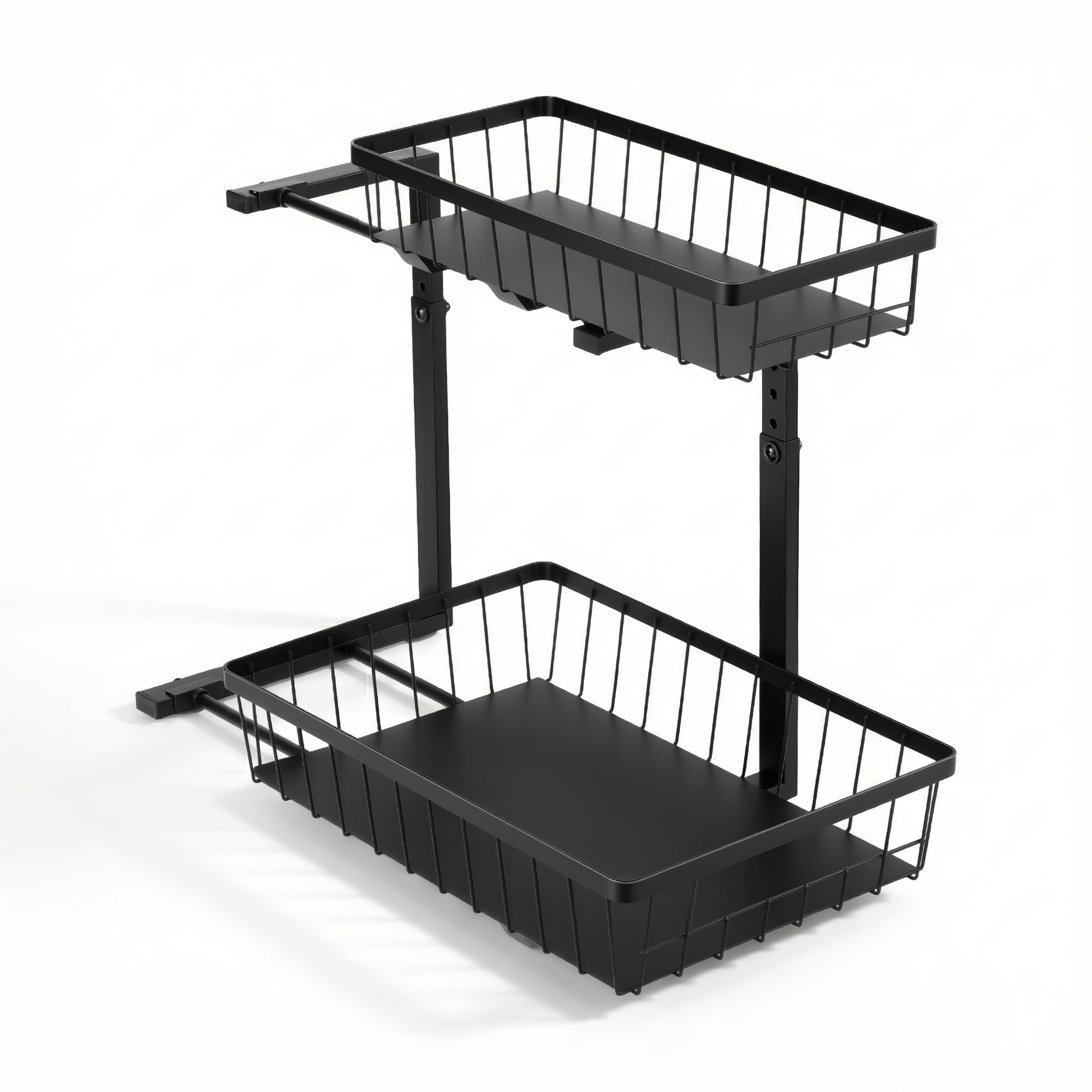 Artiss Under Sink Organizer Storage with 2 Slide Out Drawers 5 Adjustable Height Bathroom Kitchen Cabinet Black โ image 3