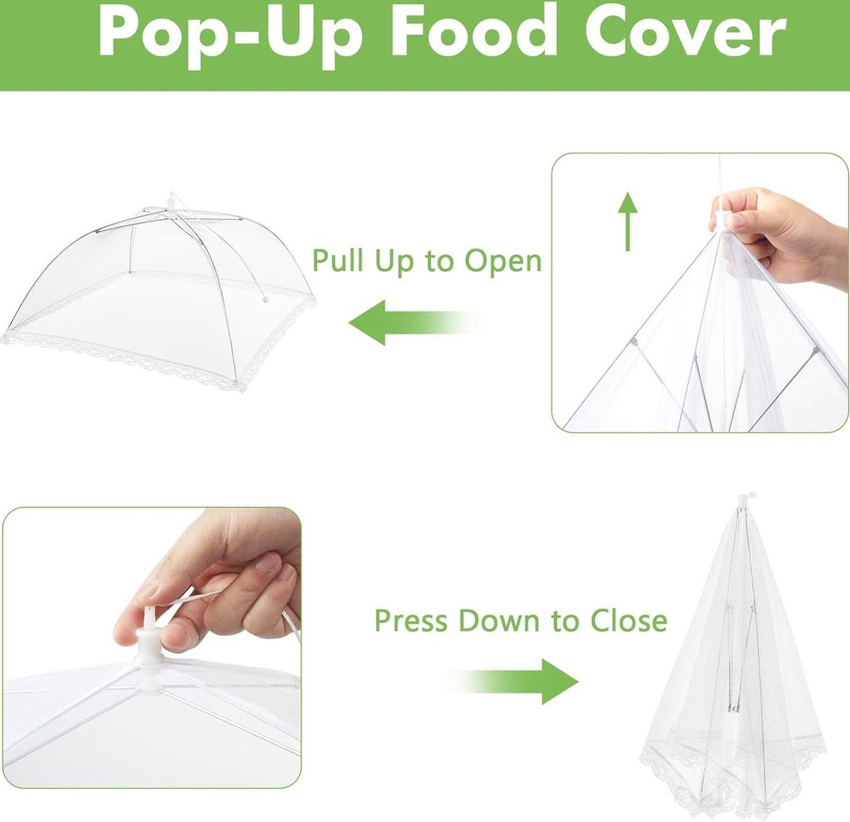 Fly Covers - Foldable Fly Covers 2 Pieces - Fly Cover - Flystopper - Foodcover - Pop Up Insect Net - Fly Covers/Insect Covers - For Barbecues, Picnics and — image 2