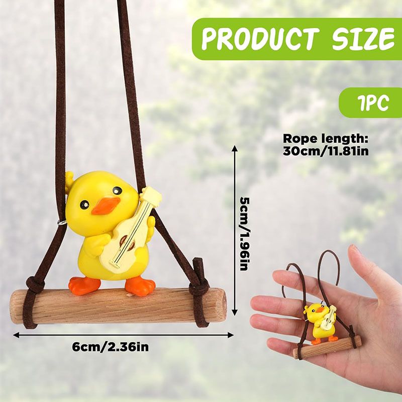 Swinging Duck Car Hanging Ornament, Cute Car Accessories for Women Interior, Rear View Mirror Accessories — image 2