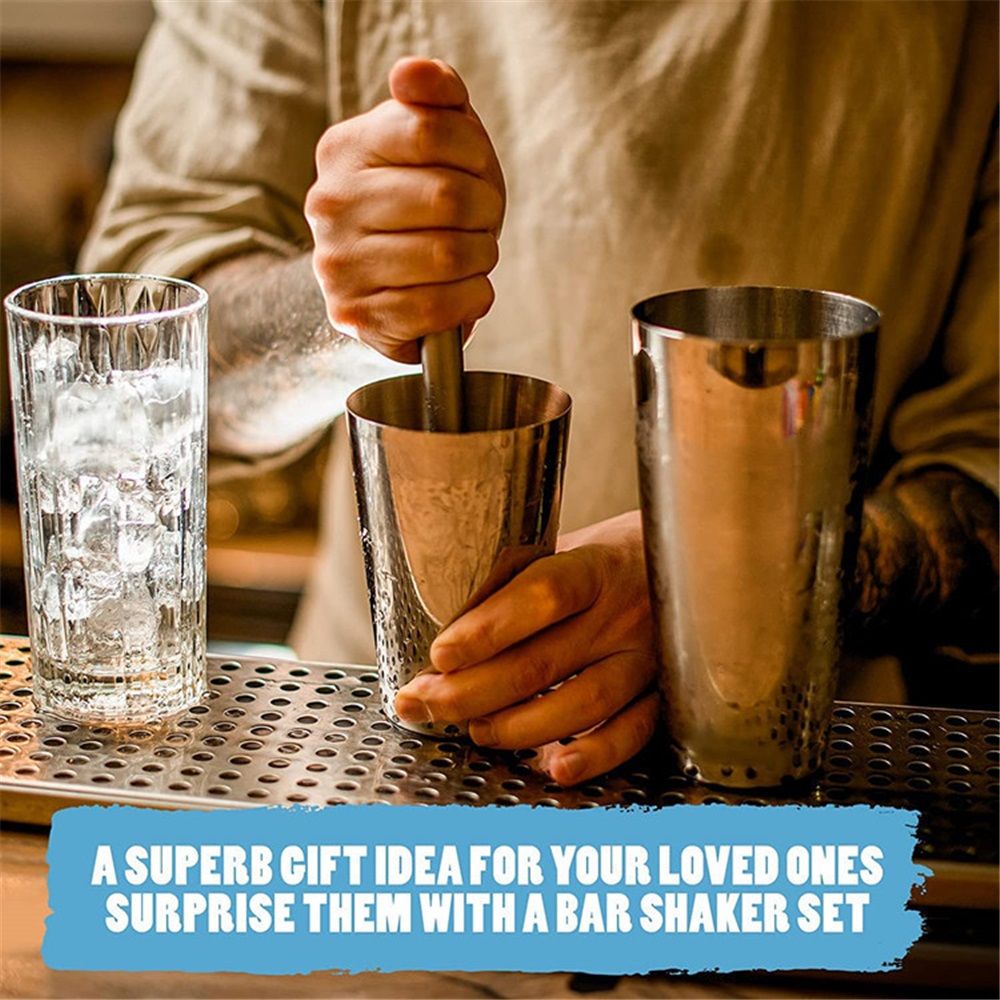 Shaker Cocktail Tin, Set (21 oz and 28 oz), Stainless Steel,Two Piece Shaker Cup Drink Mixer for Bartender – Silver Bar Tools Weighted Shaking Tin — image 5