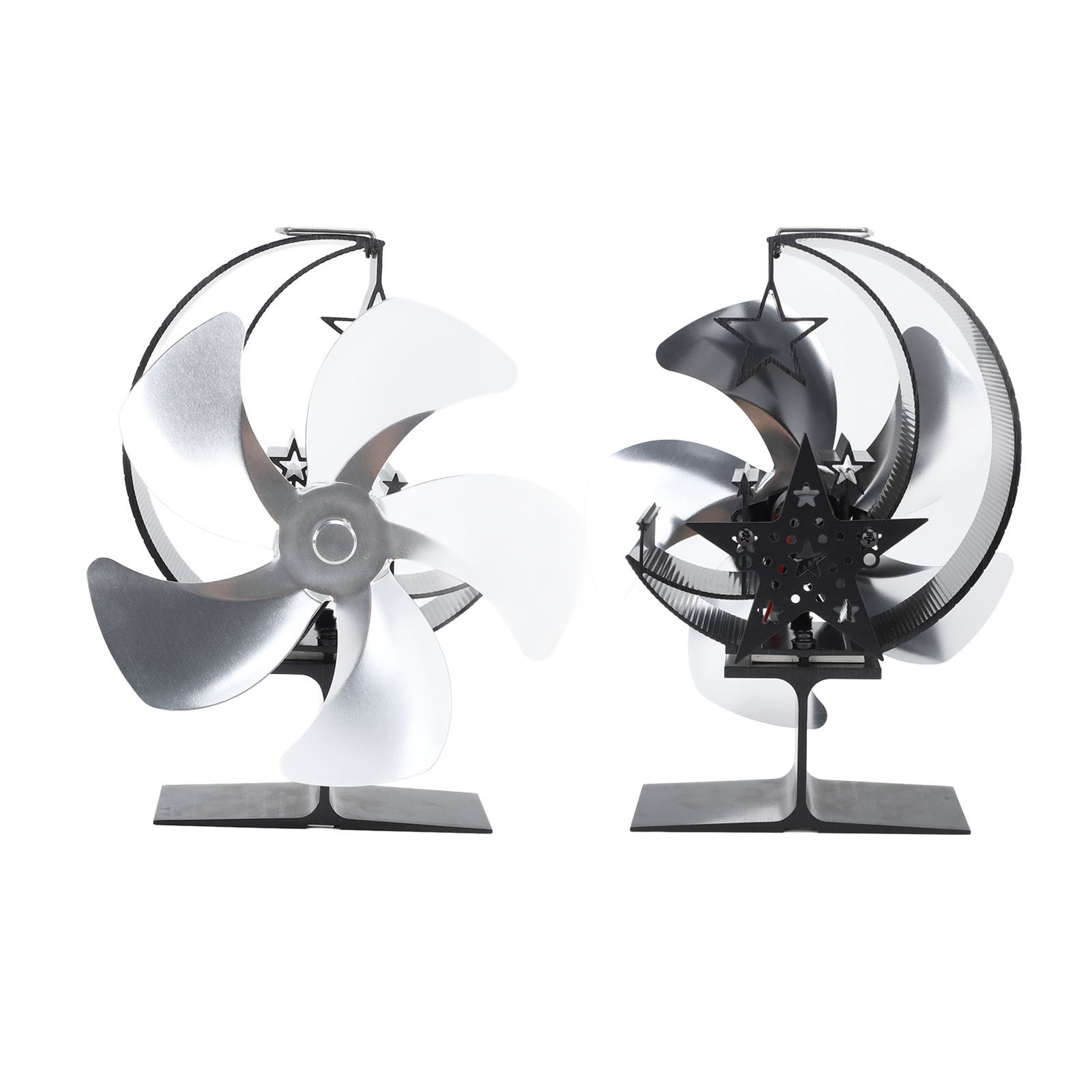 Wood Burner Fan 5 Blades Ultra Quiet Air Circulation Heating Energy Saving Heat Powered Fireplace Fan for Ice Fishing Camping Silver โ image 4