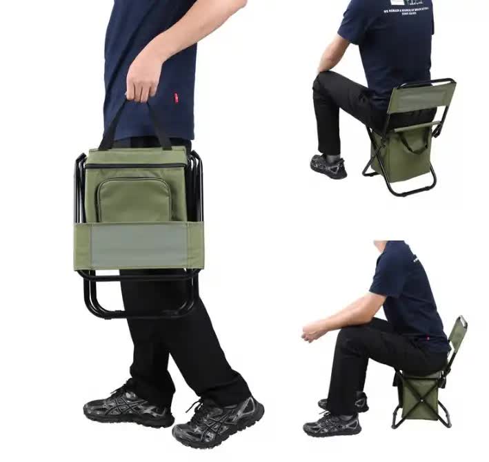 Blue Portable 3-in-1 Folding Camping Chair with Storage Bag, Backrest, and Insulated Cooler for Outdoor Fishing, Hiking, and Picnics — image 5