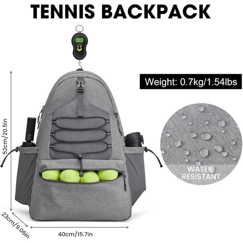 White Lightweight Water Resistant Tennis Backpack - Multi-Pocket Sports Bag for Rackets, Balls & Gear โ image 2