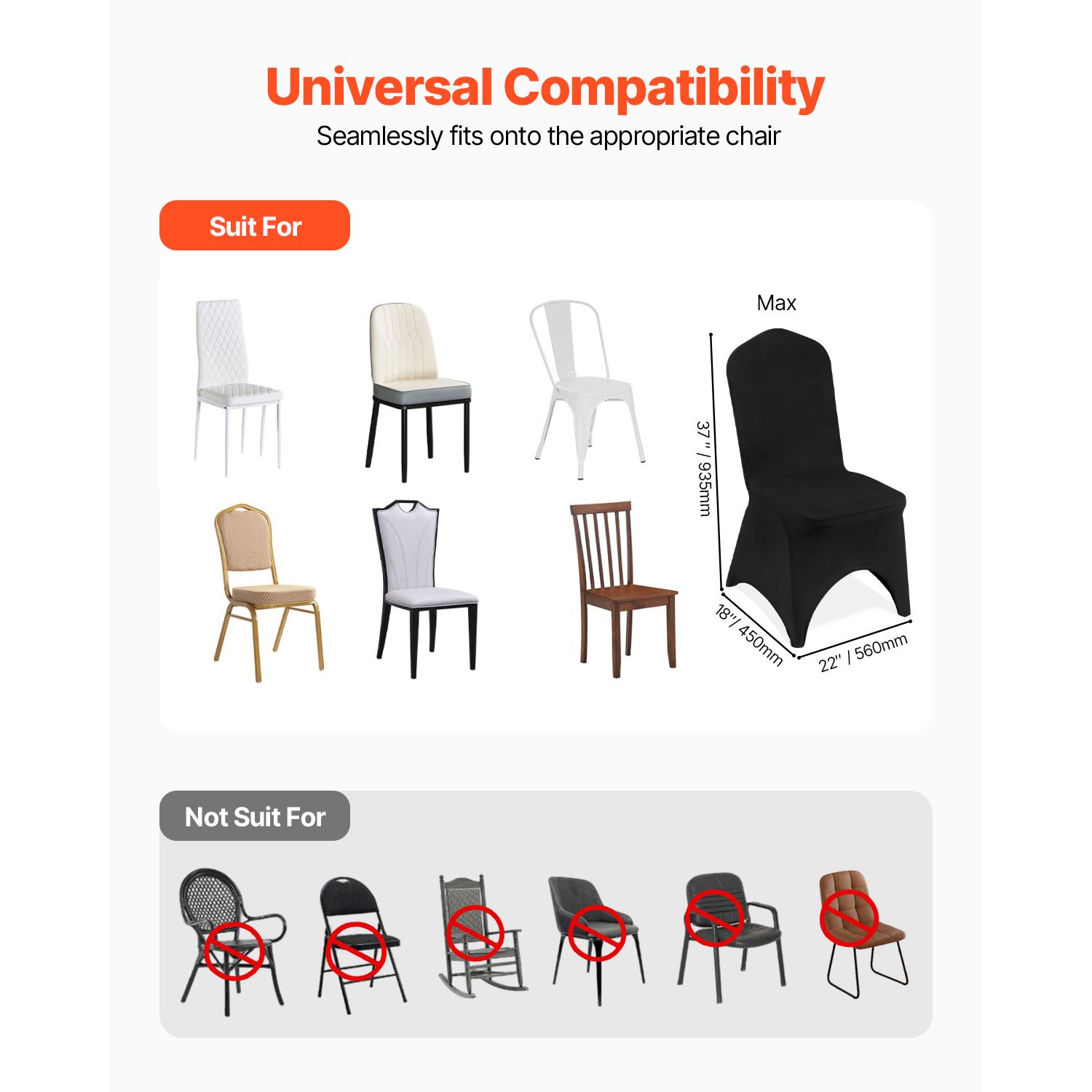 50 PCS Black Chair Covers Polyester Spandex Stretch Wedding Party Banquet โ image 4