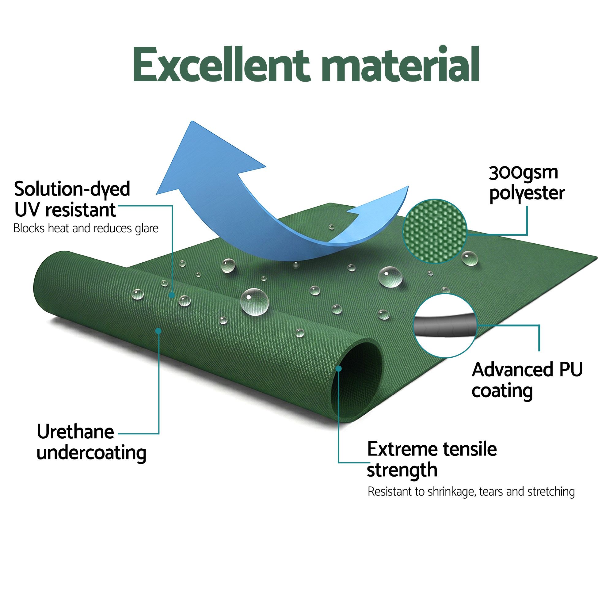 Instahut Retractable Folding Arm Awning Manual Sunshade 5Mx3M Dark Green — image 6