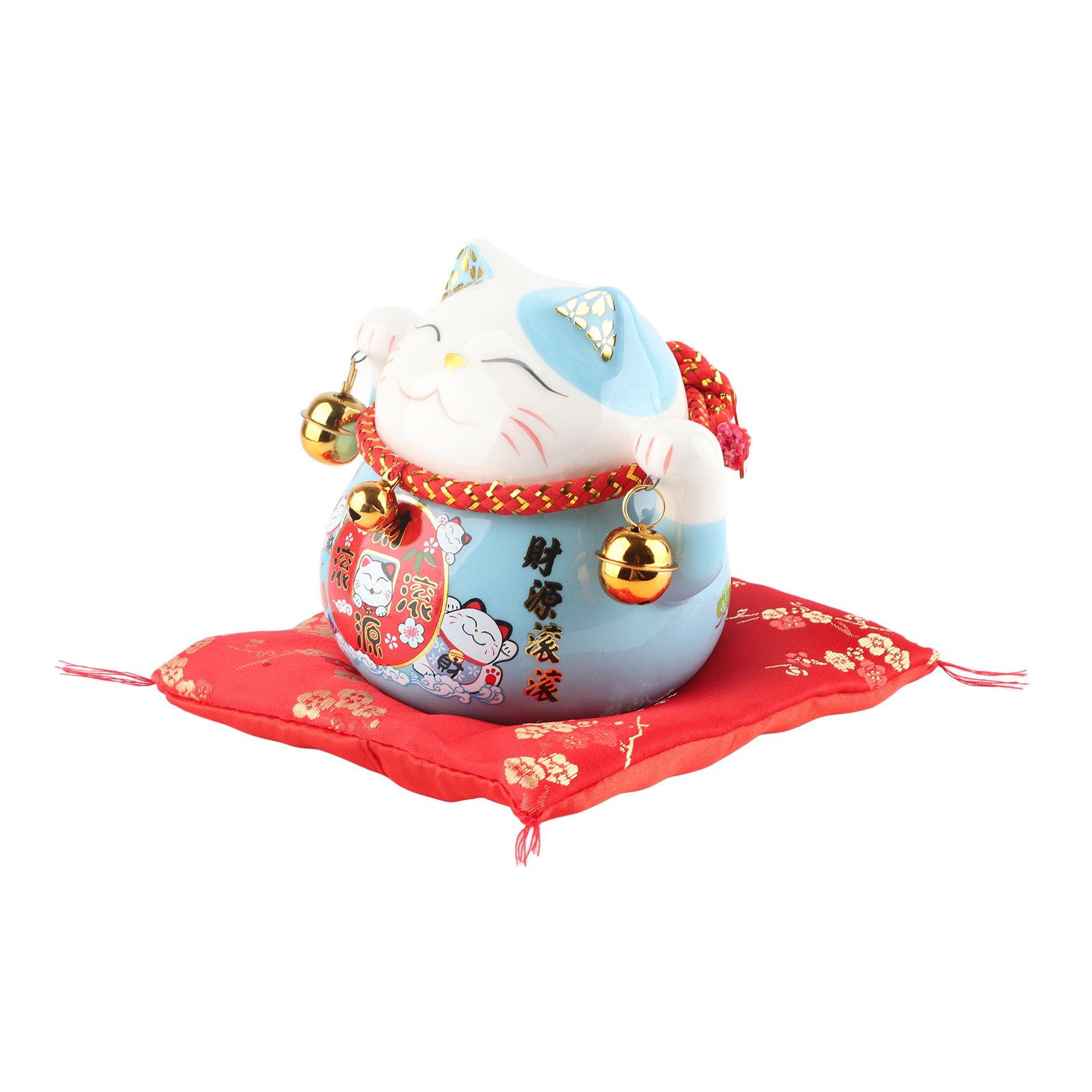 Lucky Cat Coin Bank 4.5in Exquisite Cute Bring Luck Good Wish Ceramic Fortune Cat Saving Pot Desk Decoration Blue โ image 3