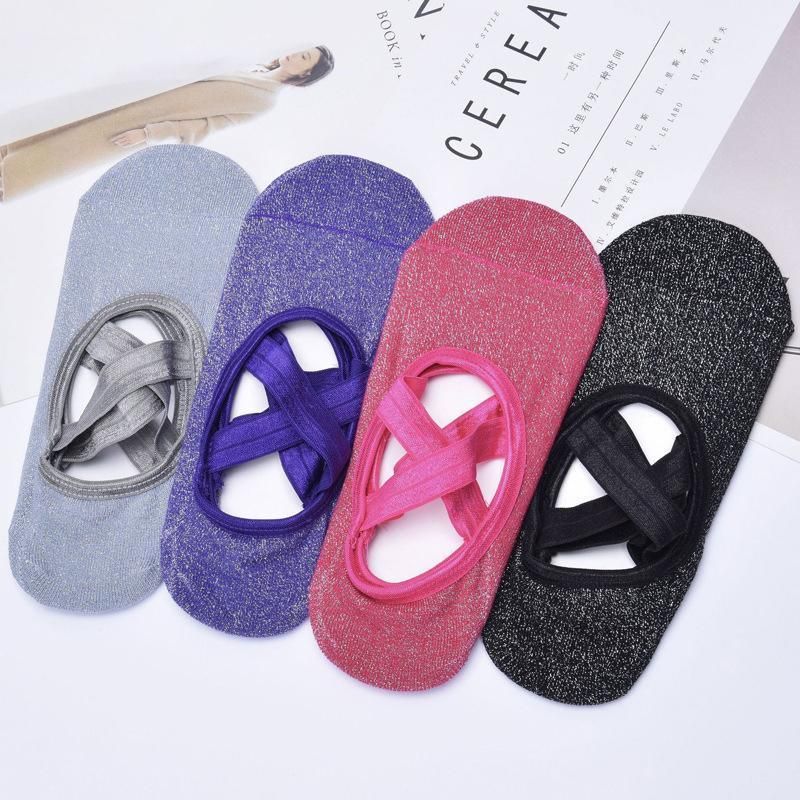 Yoga Socks Non Slip Pilates Massage Ballet Socks with Grip Exercise Cotton Gym - Red โ image 4