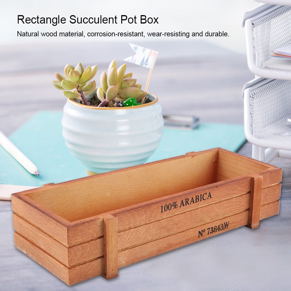 Vintage Wood Flower Planter Succulent Pot Rectangle Box for Home Desktop Storage Tray โ image 5