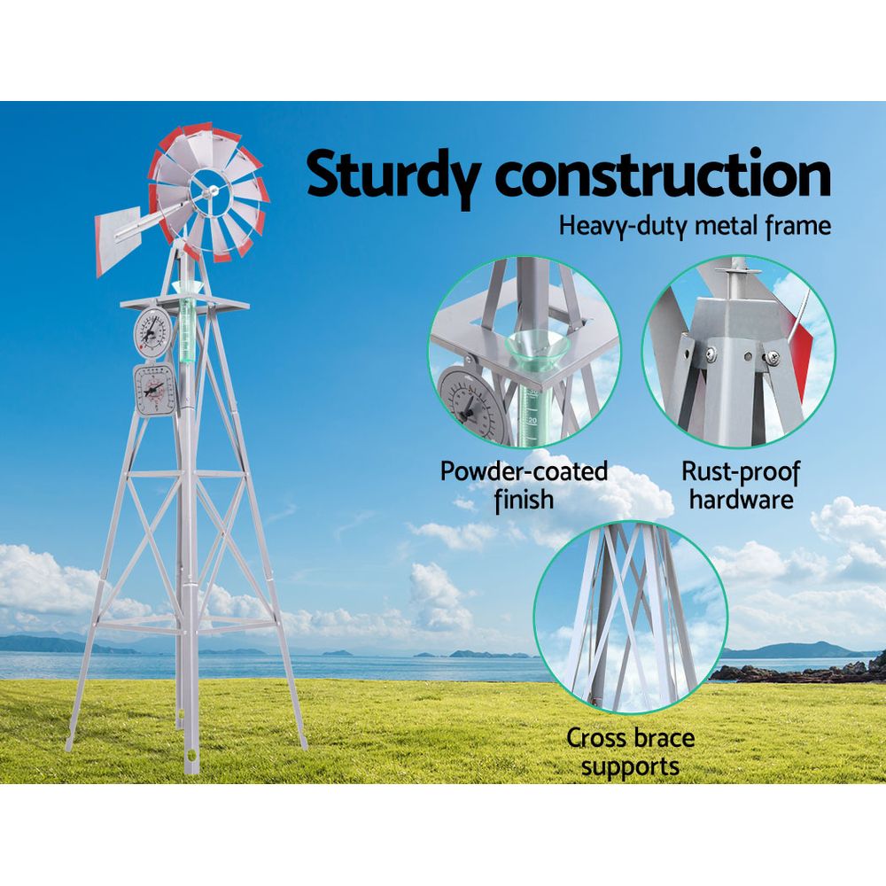 Garden Windmill 6FT 186cm Metal Ornaments Outdoor Decor Ornamental Wind Will โ image 6