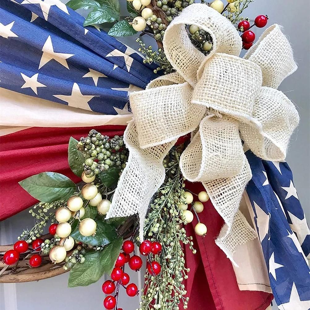 Front Door 16 in Wreaths for Independence Day Memorial Patriotic and 4th of July Veterans Day American Floral Vines Garland Ornaments — image 2