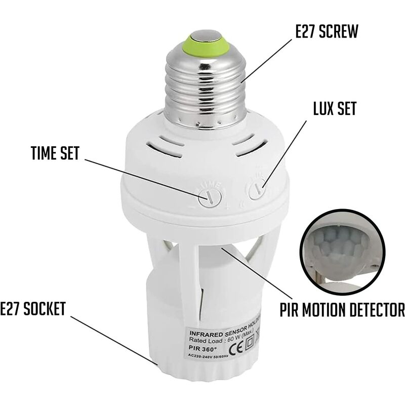 Pir Motion Sensor Light Bulbs With E27 Base For Indoor Use With Time And Light Setting — image 2