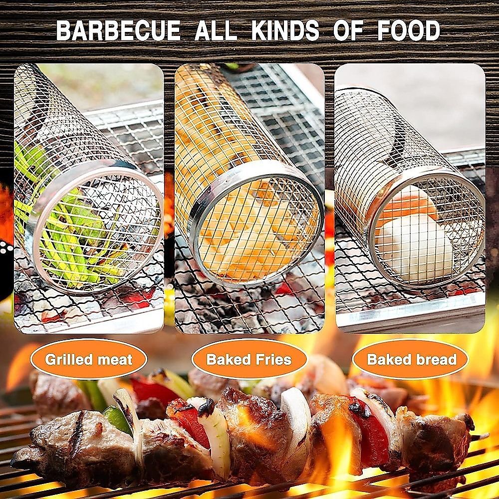 2pc BBQ Basket Round Campfire Grid Cookware — image 3